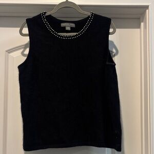 Josephine Chaus Black Tank Top with Pearl Accents
